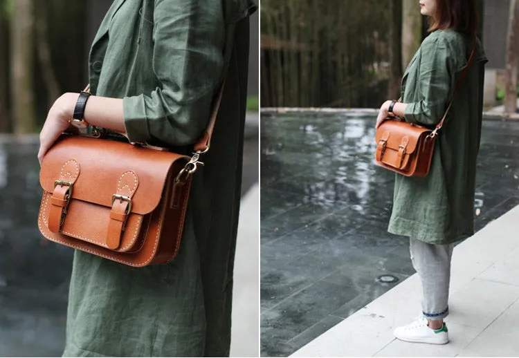Brown Leather Womens Satchel Bag Handbags Crossbody Bags for Women