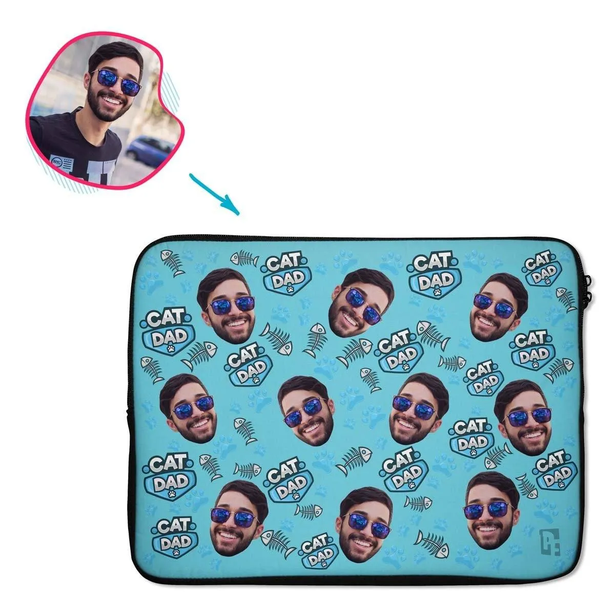 Cat Dad Personalized Laptop Sleeve