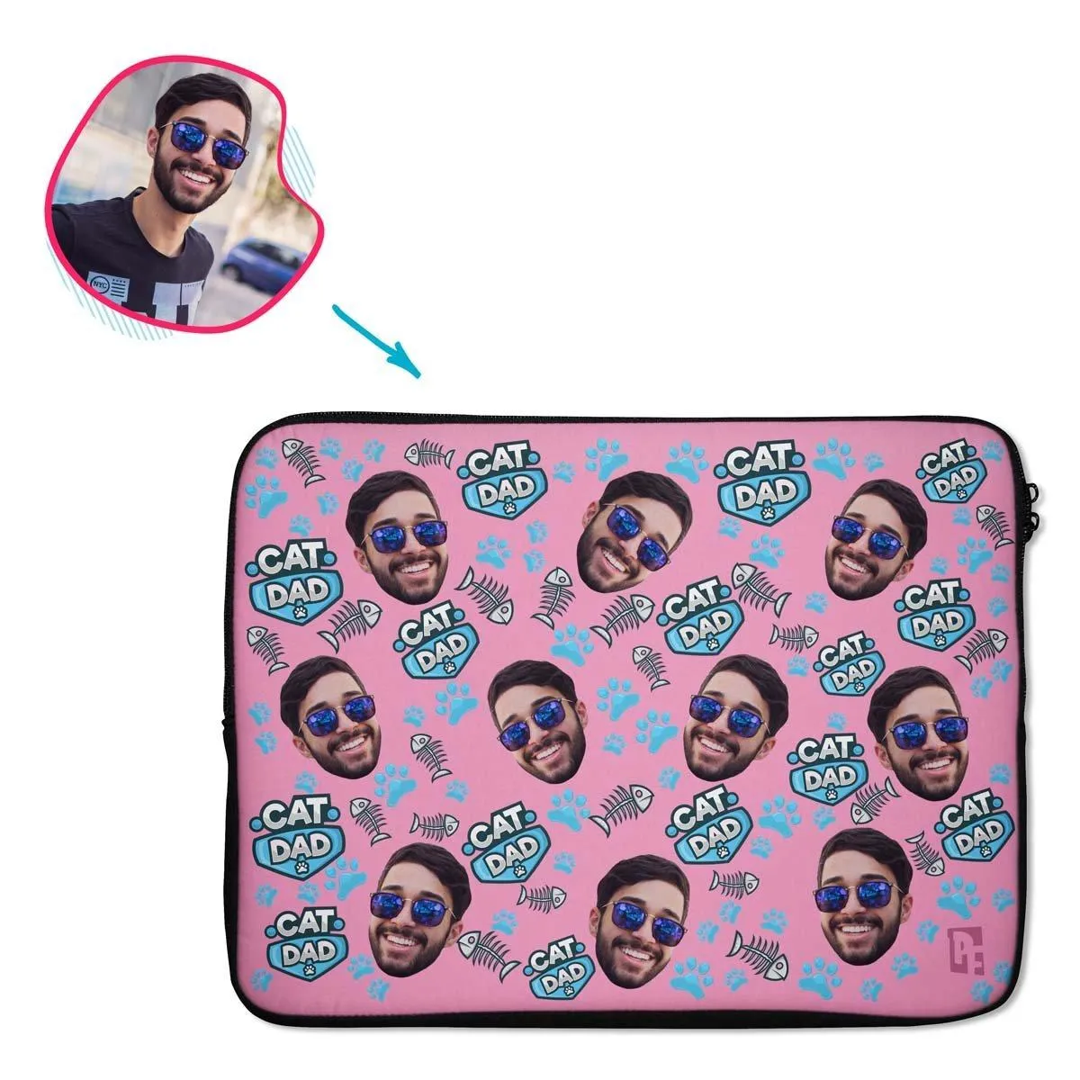 Cat Dad Personalized Laptop Sleeve