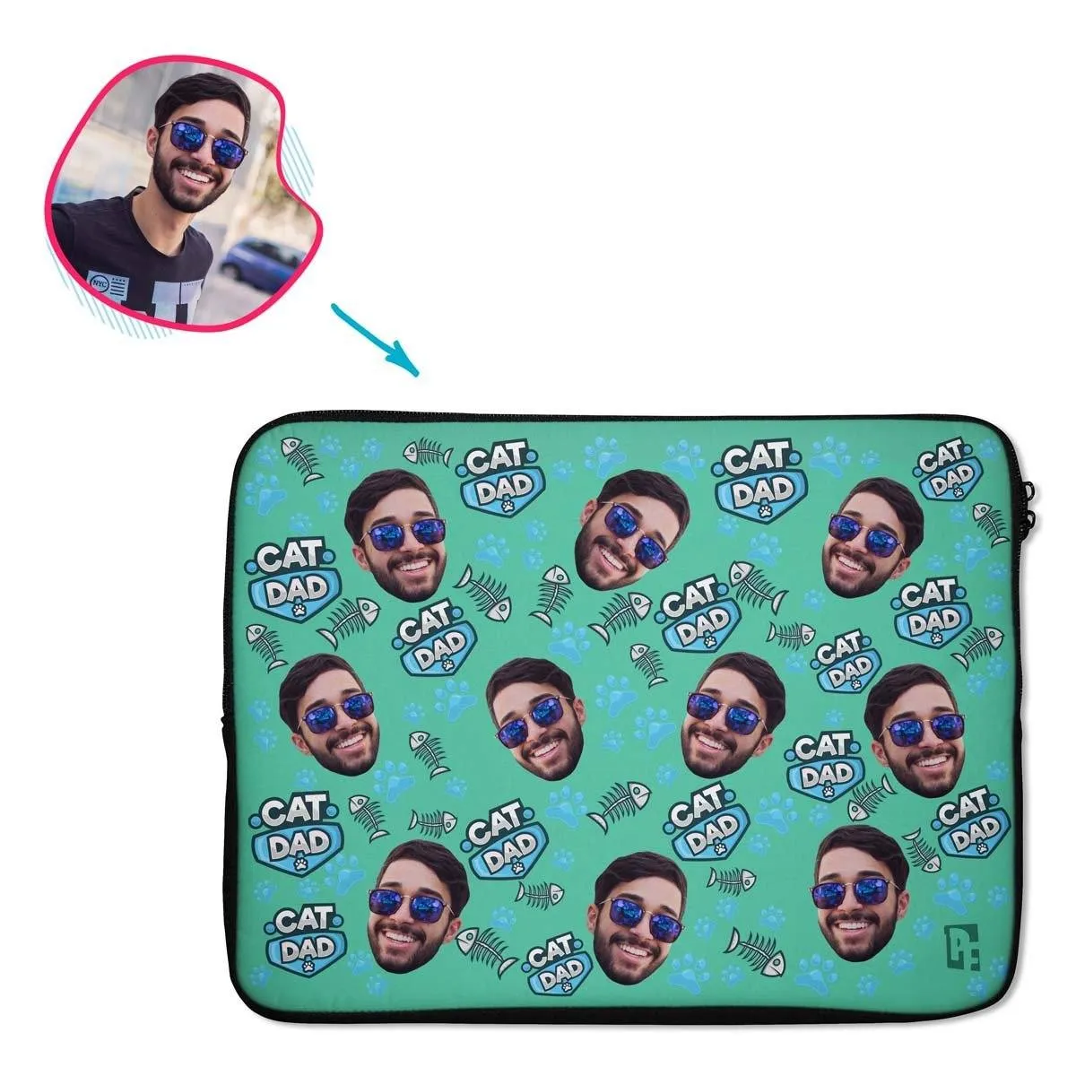 Cat Dad Personalized Laptop Sleeve