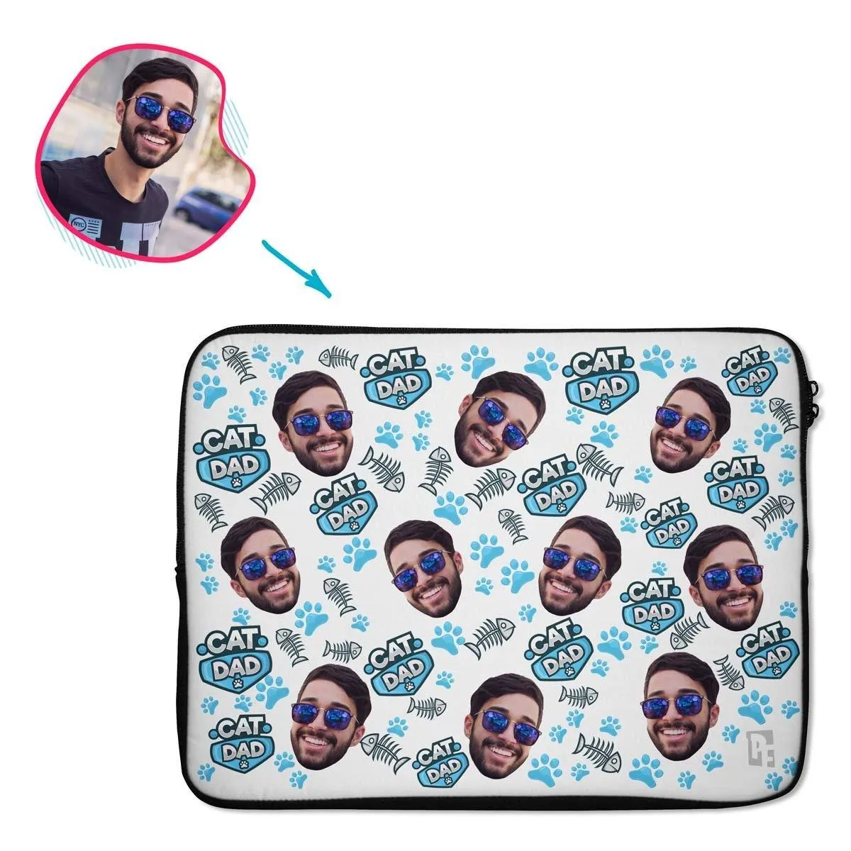 Cat Dad Personalized Laptop Sleeve