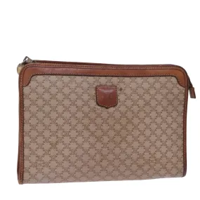 CELINE Macadam Canvas Clutch Bag Beige Auth 78614