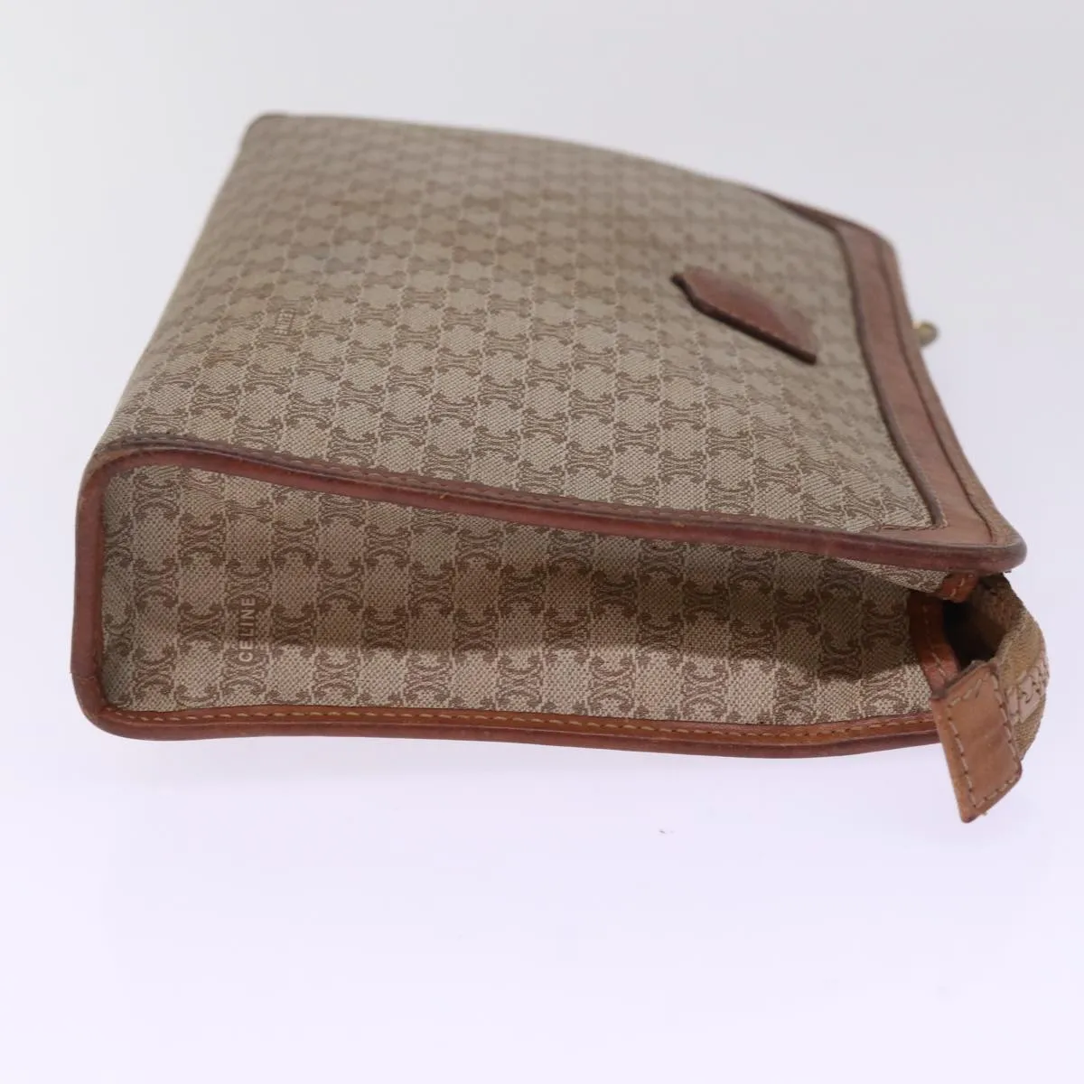 CELINE Macadam Canvas Clutch Bag Beige Auth 78614