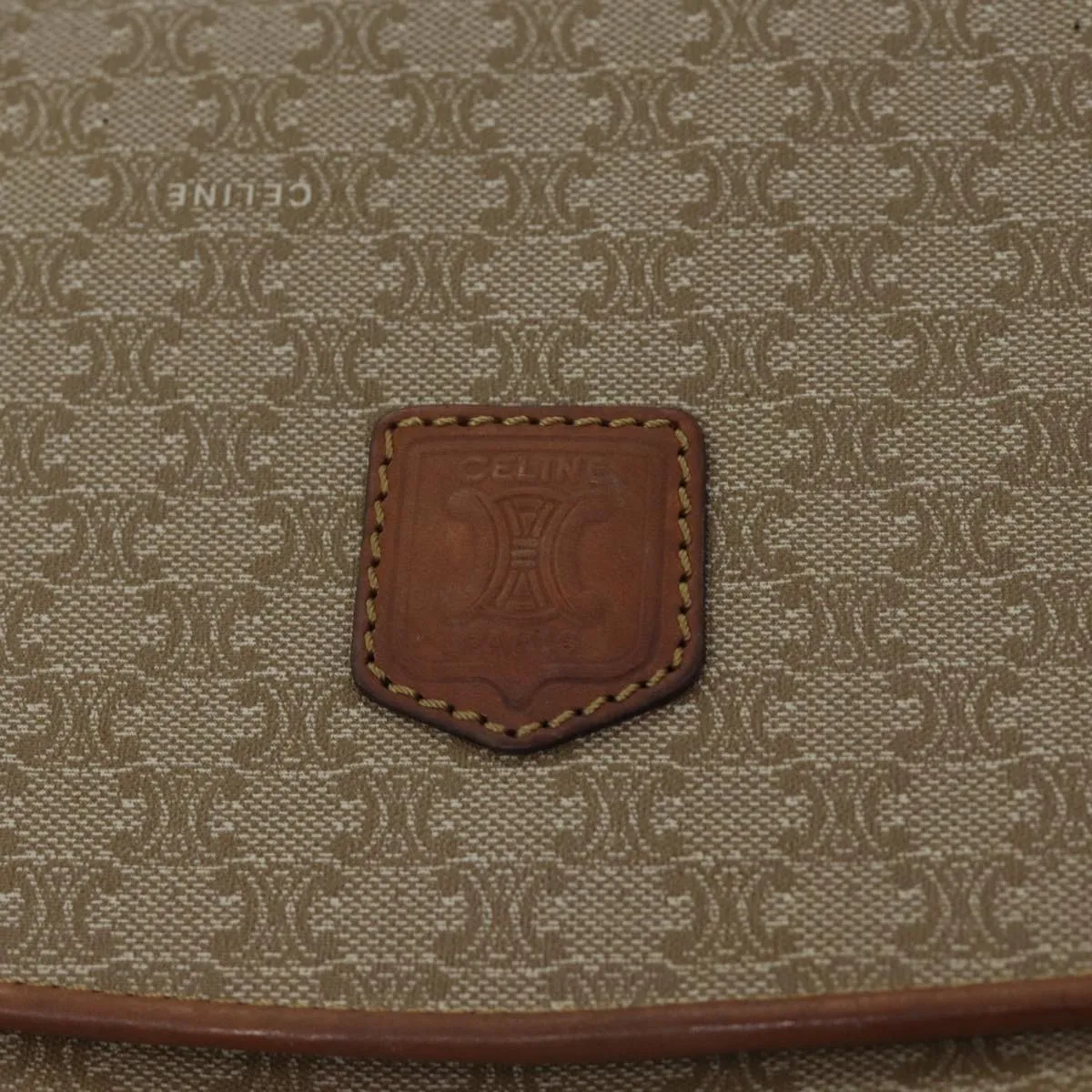 CELINE Macadam Canvas Clutch Bag Beige Auth yk11947