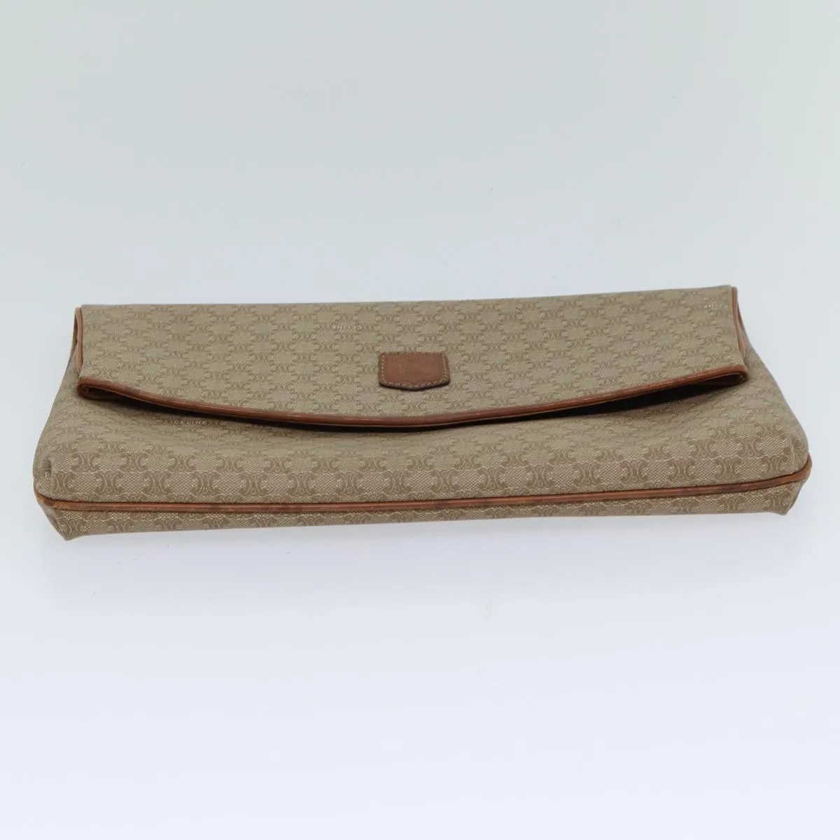 CELINE Macadam Canvas Clutch Bag Beige Auth yk11947