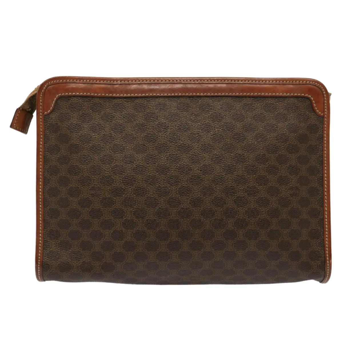 CELINE Macadam Canvas Clutch Bag PVC Brown Auth bs13923
