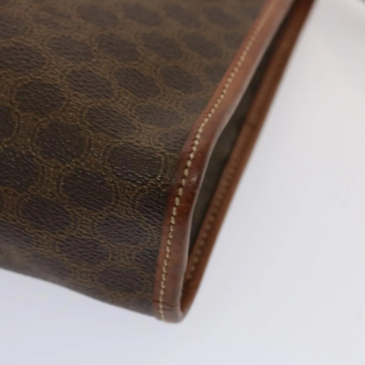 CELINE Macadam Canvas Clutch Bag PVC Brown Auth bs13923