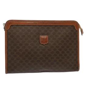 CELINE Macadam Canvas Clutch Bag PVC Brown Auth bs13923