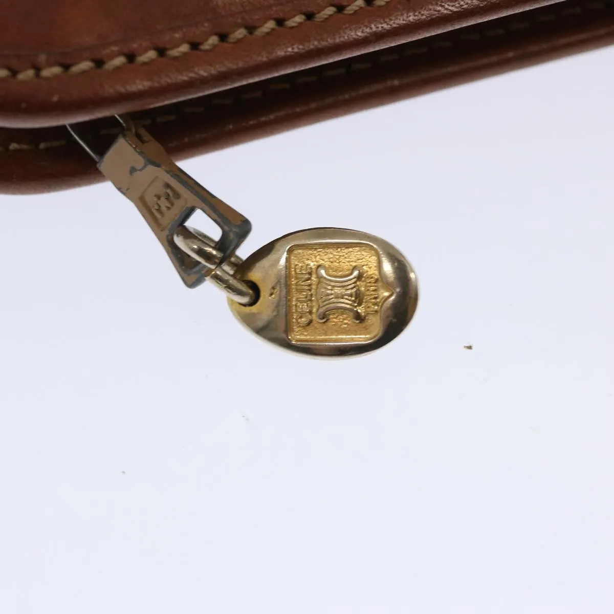 CELINE Macadam Canvas Clutch Bag PVC Brown Auth bs13923