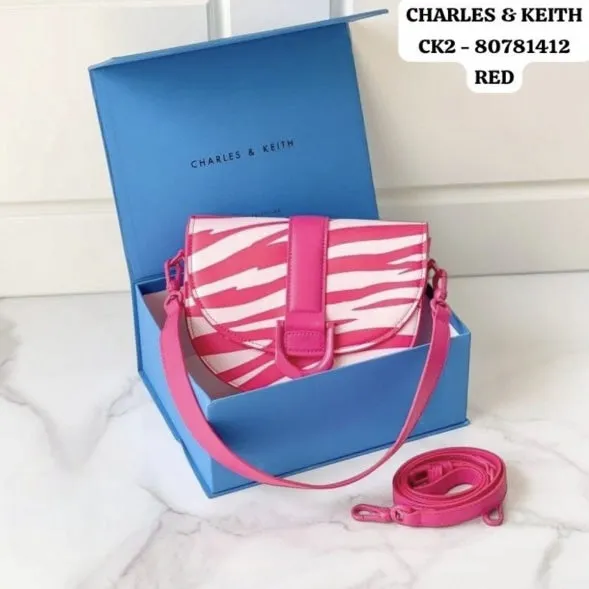 Charles & Keith Gabine Saddle Bag Zebra Print (Red)