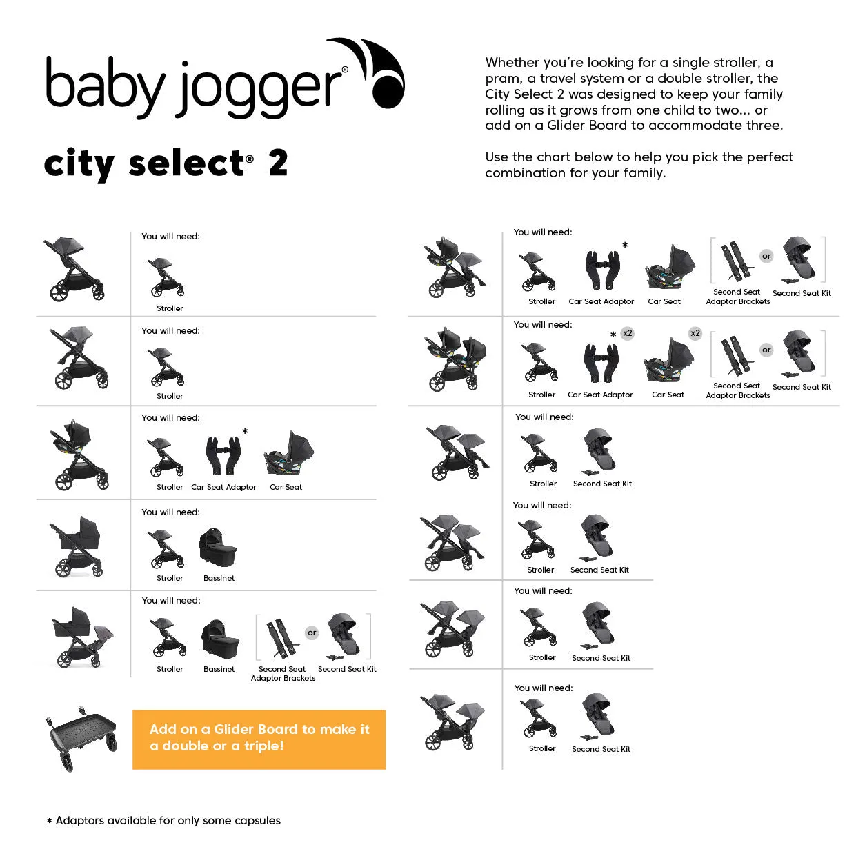 City Select® 2 Double Stroller & Bundle - Radiant Slate