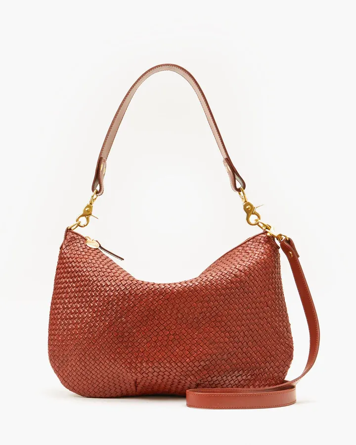 Clare V - Moyen Messenger in Toffee Diagonal Woven