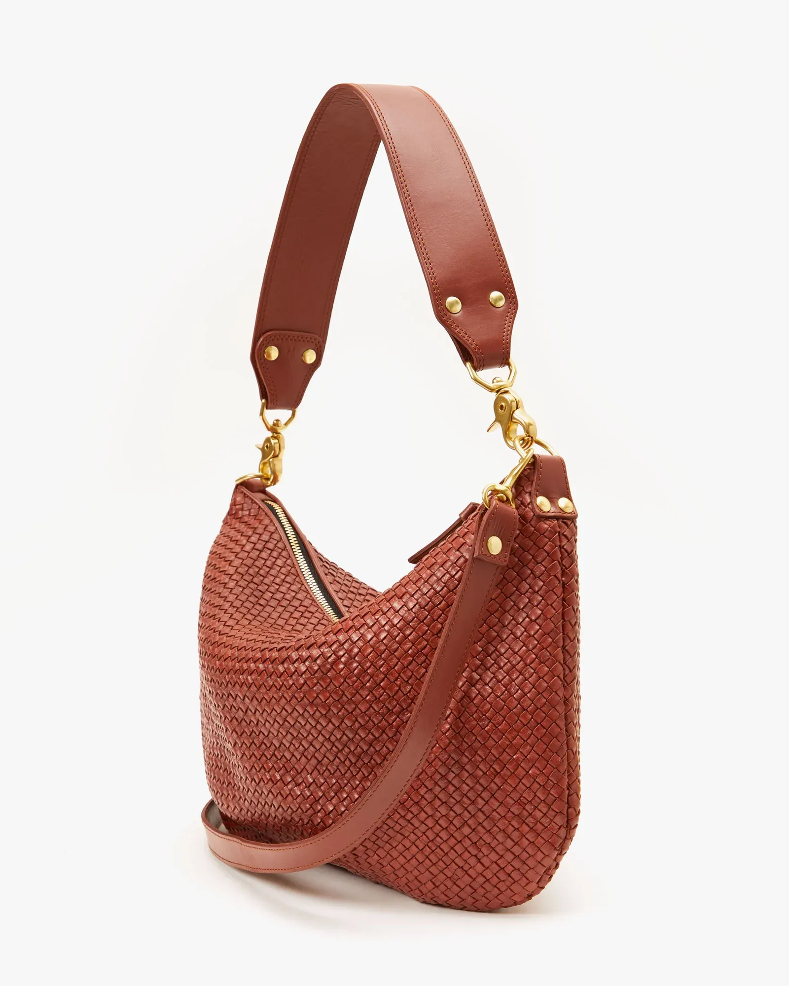 Clare V - Moyen Messenger in Toffee Diagonal Woven