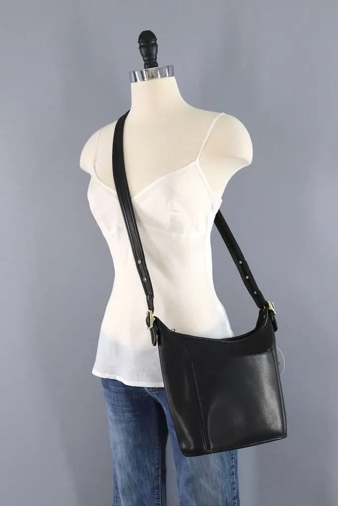Coach Black Leather Medium Slim Duffle Bag