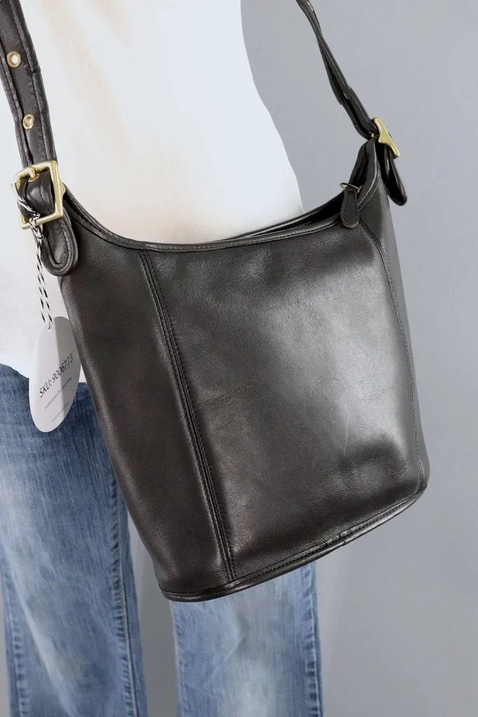 Coach Black Leather Medium Slim Duffle Bag