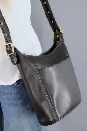 Coach Black Leather Medium Slim Duffle Bag