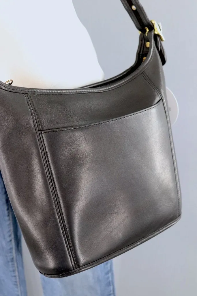 Coach Black Leather Medium Slim Duffle Bag