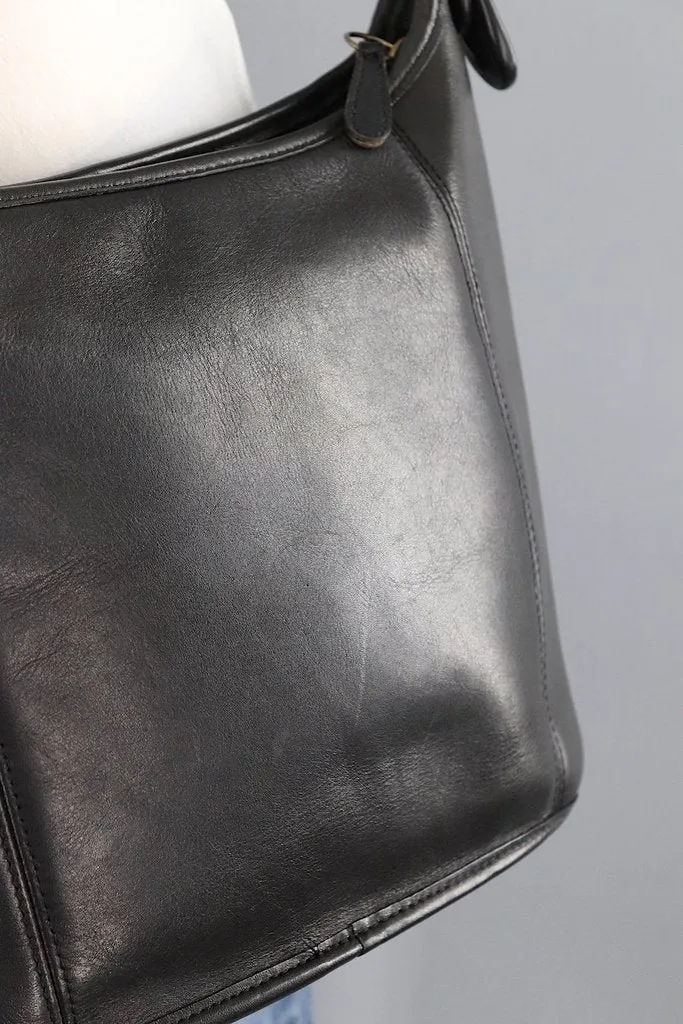 Coach Black Leather Medium Slim Duffle Bag