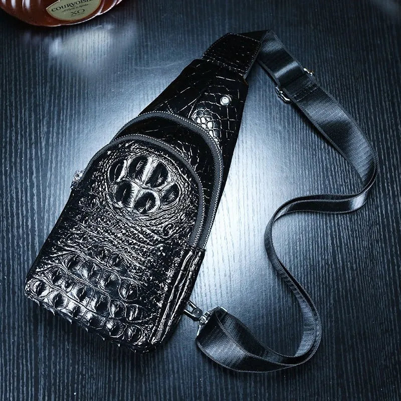 CrocLuxe Exotic Leather Travel Messenger Bag