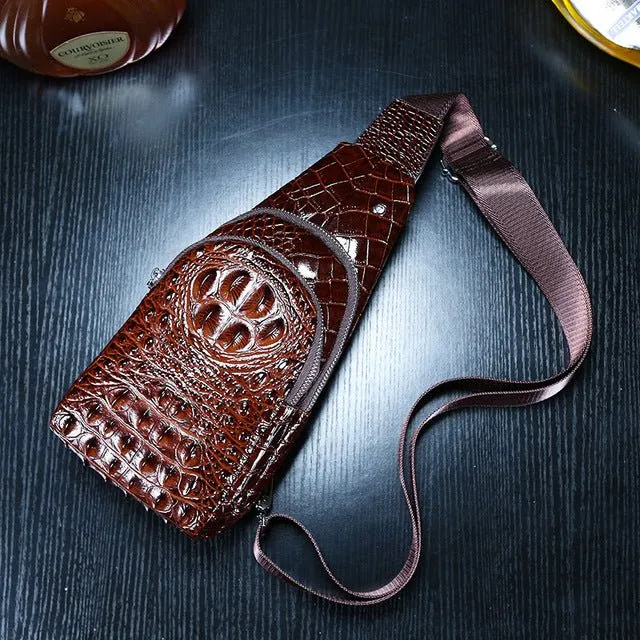 CrocLuxe Exotic Leather Travel Messenger Bag
