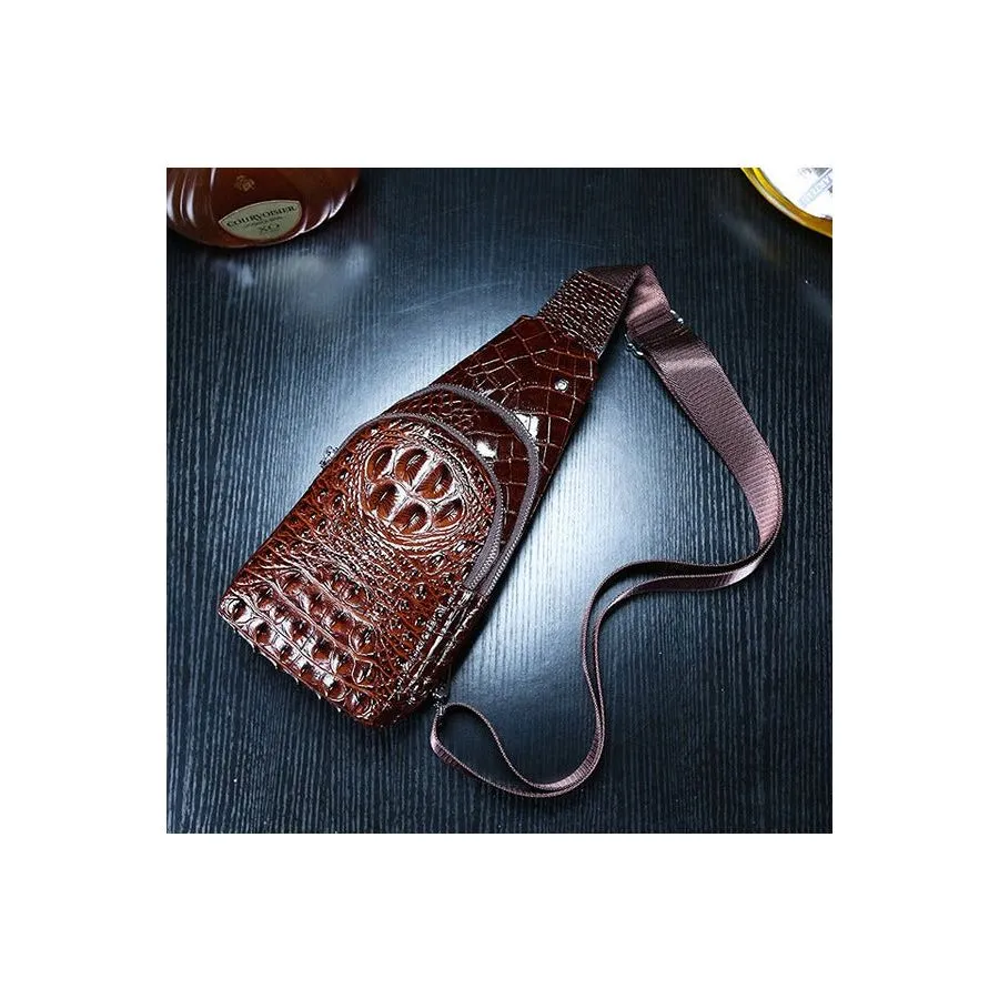 CrocLuxe Exotic Leather Travel Messenger Bag
