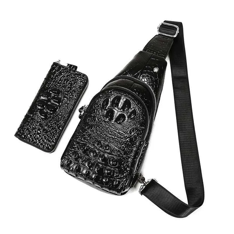 CrocLuxe Exotic Leather Travel Messenger Bag