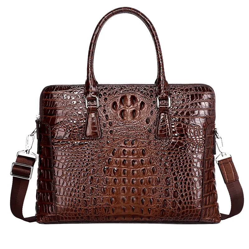 Croco Pattern Embossed Vegan Leather Laptop Bag