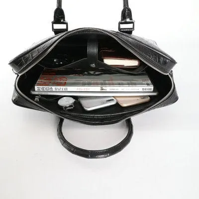 Croco Pattern Embossed Vegan Leather Laptop Bag