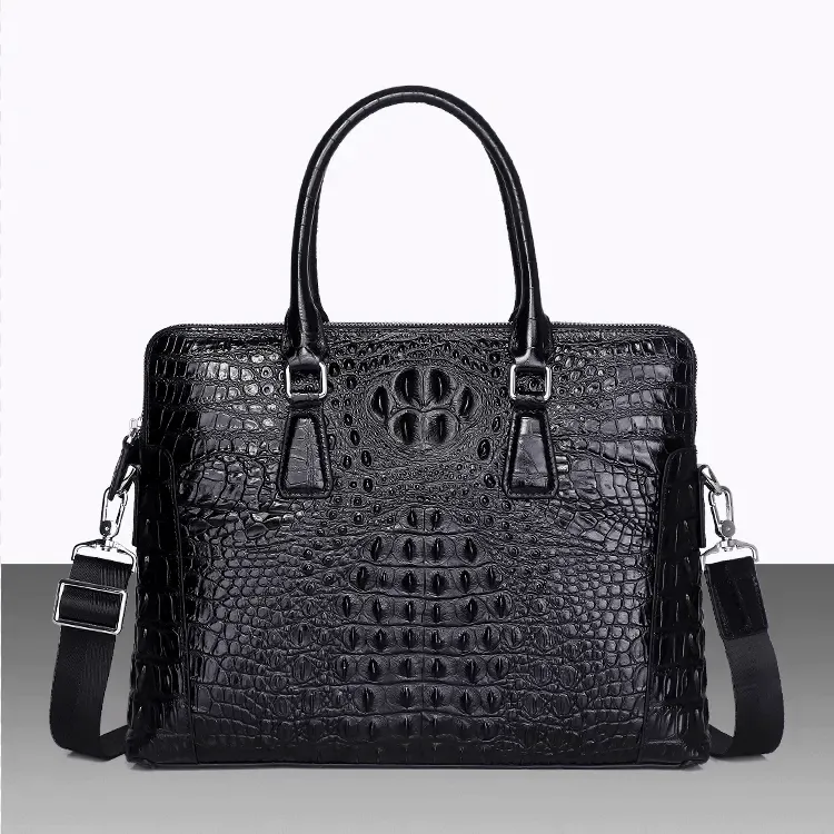 Croco Pattern Embossed Vegan Leather Laptop Bag