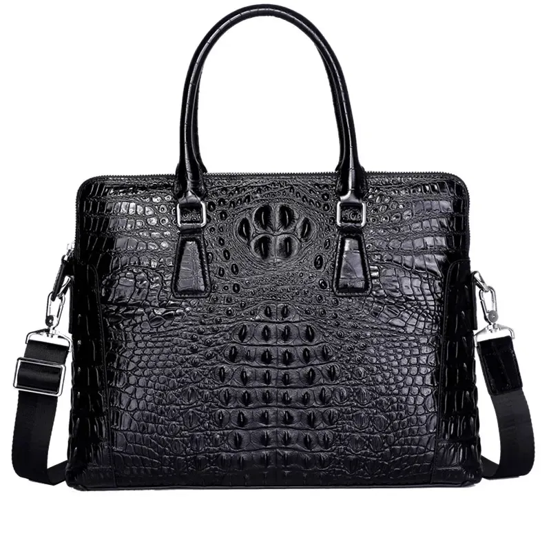 Croco Pattern Embossed Vegan Leather Laptop Bag