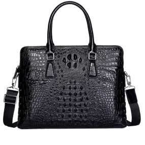 Croco Pattern Embossed Vegan Leather Laptop Bag