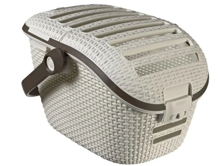 Curver Pet Life Cream Carrier Transporter Basket Rattan Style
