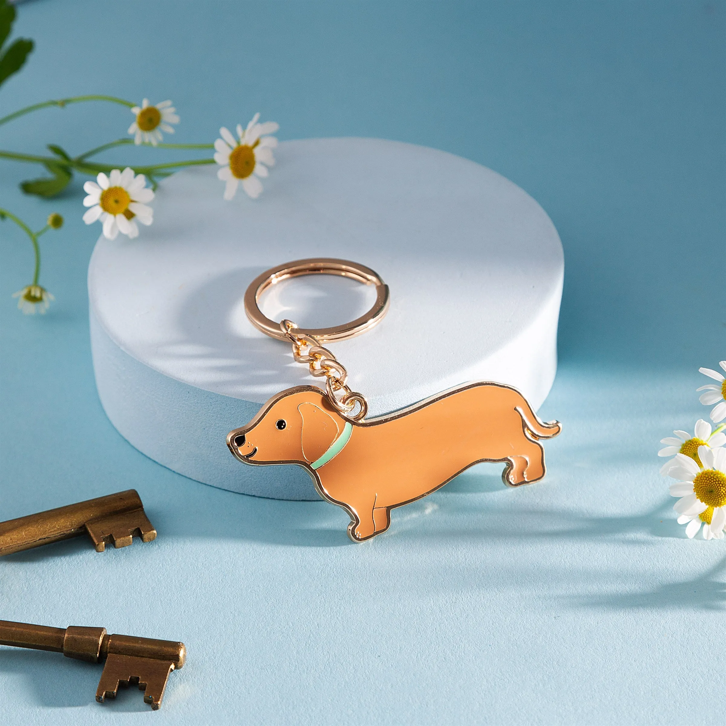 Dachshund Keyring - Brown