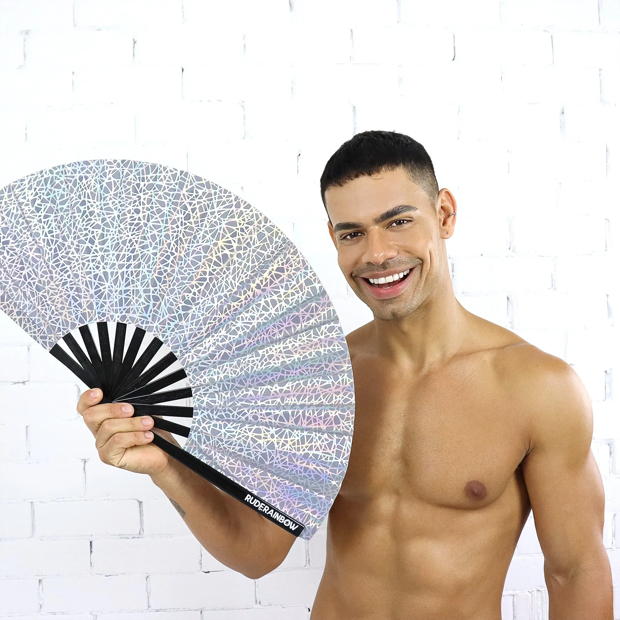 Dazzling Reflective Party Fan - Silver