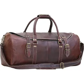 Dazzlo Genuine Leather Duffel Bag 40L - Coffee Brown - 23"