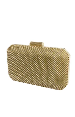 DIAMANTE MESH STRUCTURED CLUTCH IN GOLD
