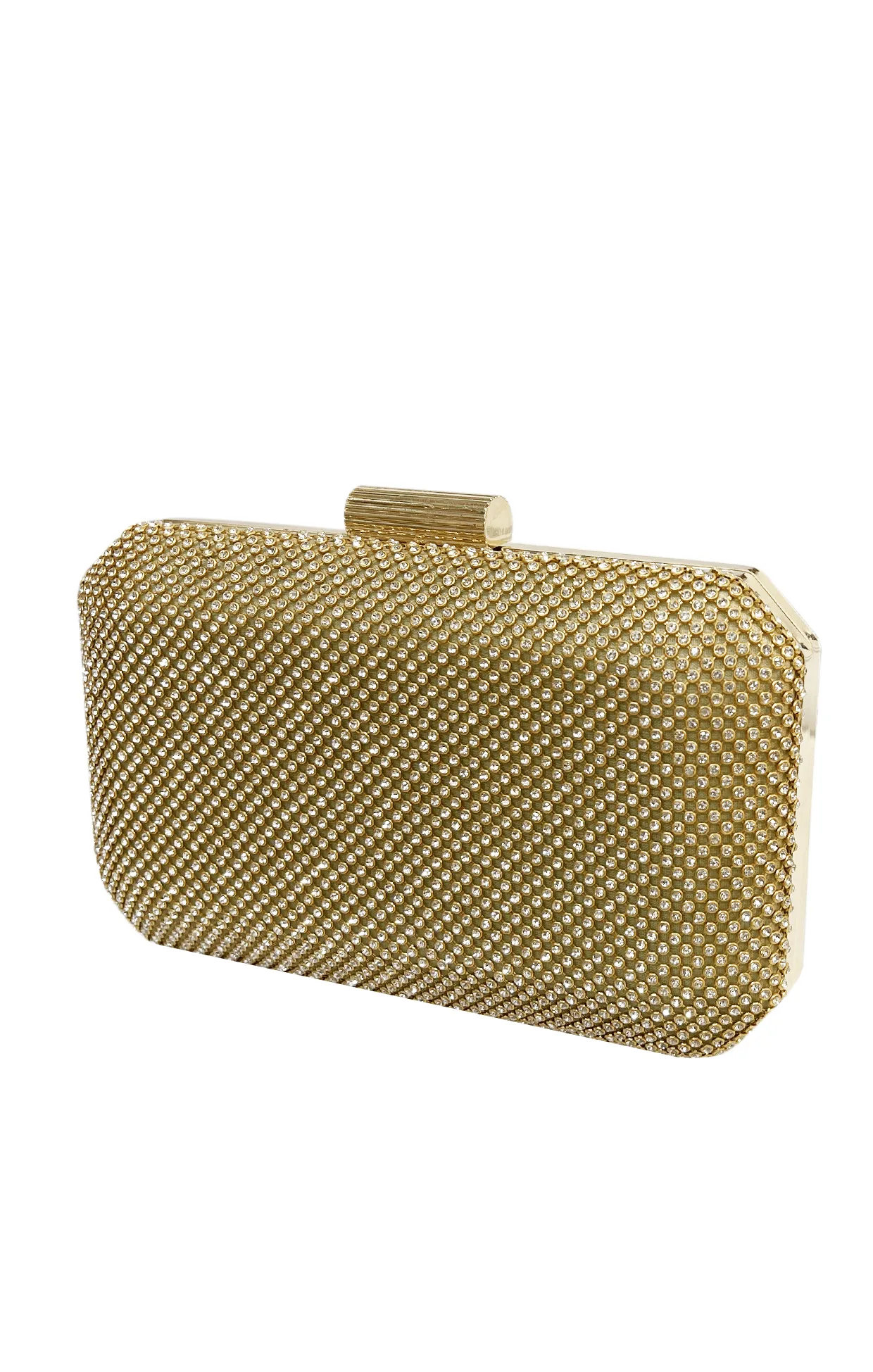 DIAMANTE MESH STRUCTURED CLUTCH IN GOLD