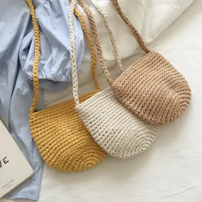 Elena Handbags Small Cotton Knitted Shoulder Bag
