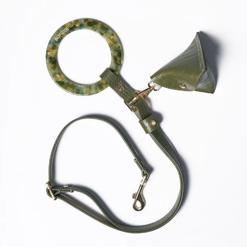 Emerald Leather Poop Bag