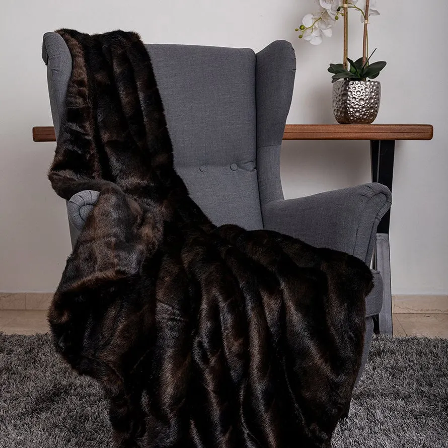 Faux Fur Dog Blanket Throw Chocolate