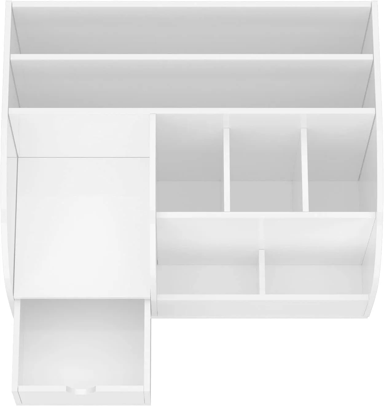 FEMELI Office Desk Organizer and Accessaries,Acrylic Desk Organizer with 8 Compartments  1 Drawer(White)