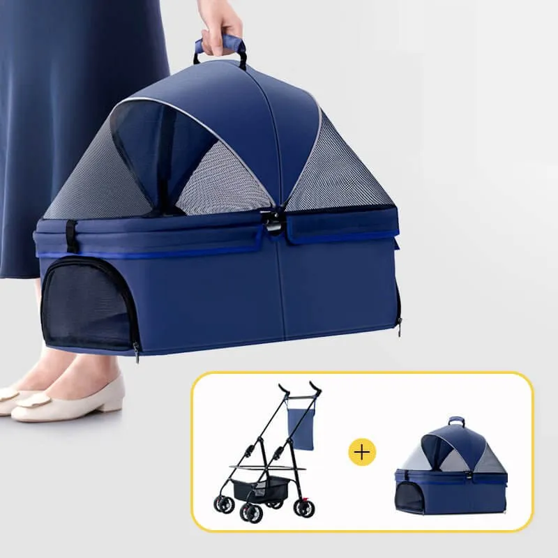 Foldable Pet Stroller Cat Dog Detachable Carrier for Travel Shopping Walking