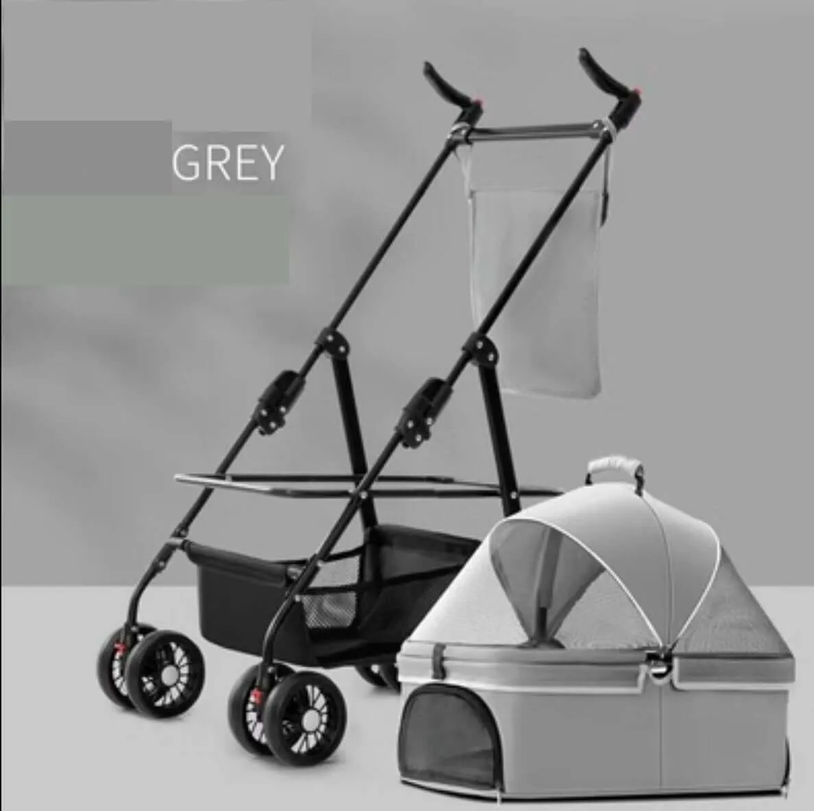 Foldable Pet Stroller Cat Dog Detachable Carrier for Travel Shopping Walking