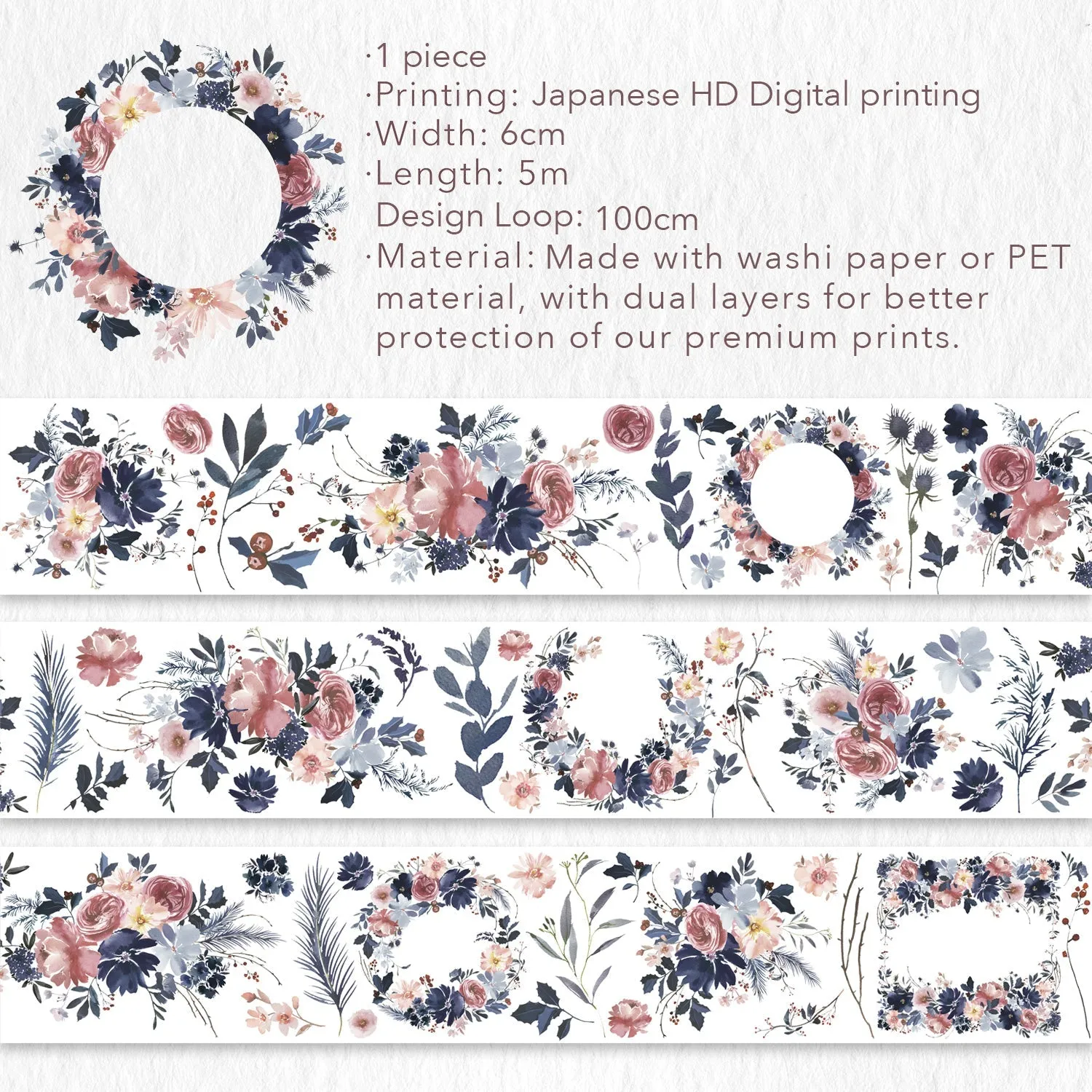 Frosty Rose Wide Washi / PET Tape by The Washi Tape Shop