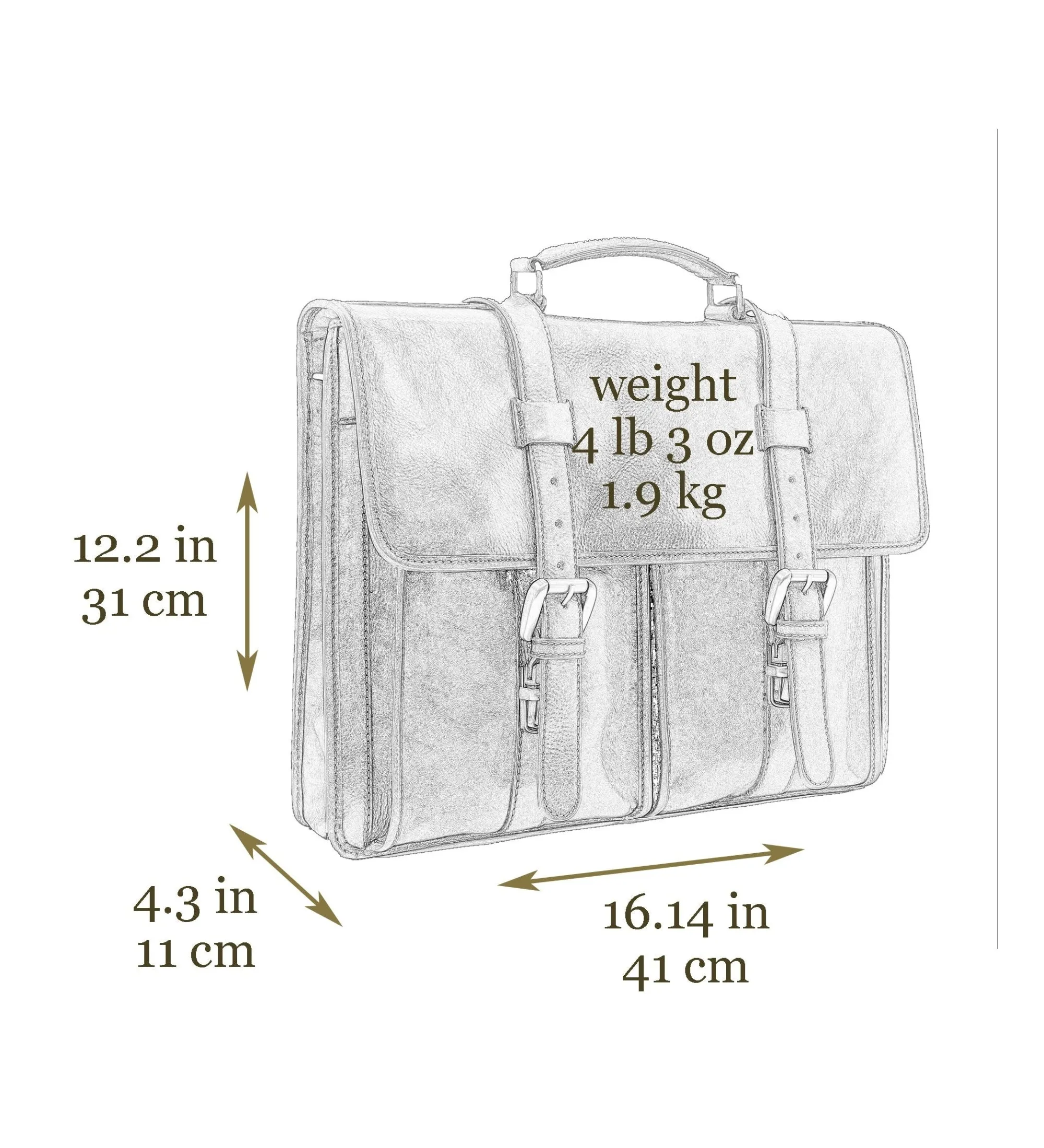 Full Grain Italian Leather Briefcase, Satchel Bag - The Time Machine