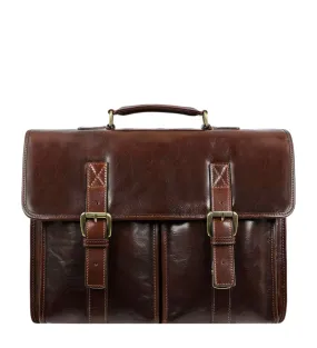 Full Grain Italian Leather Briefcase, Satchel Bag - The Time Machine