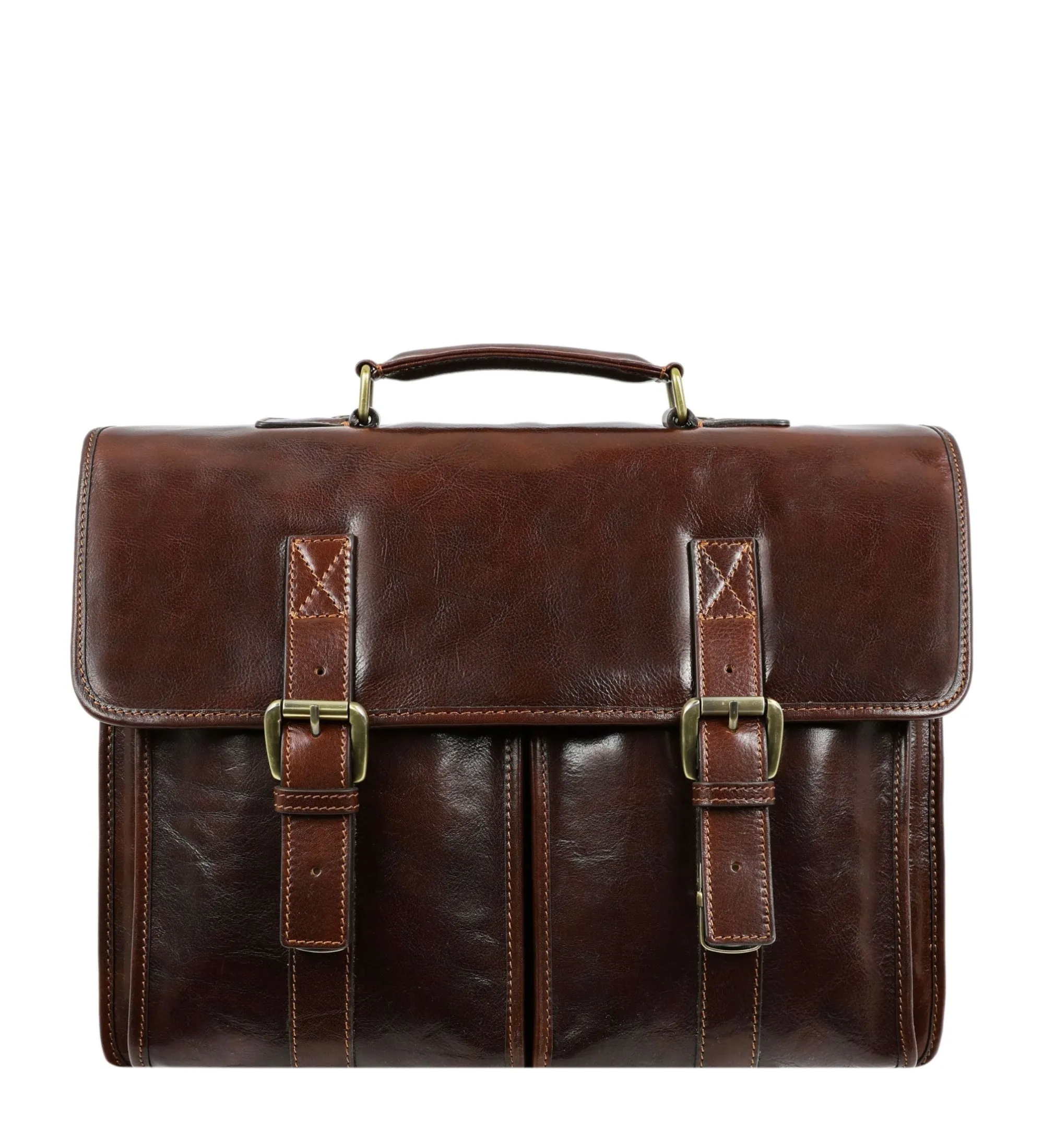 Full Grain Italian Leather Briefcase, Satchel Bag - The Time Machine