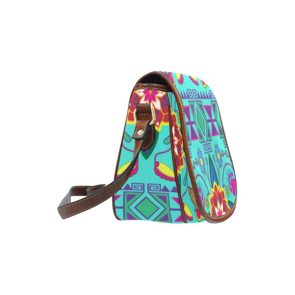 Geometric Floral Winter - Sky Saddle Bag/Small