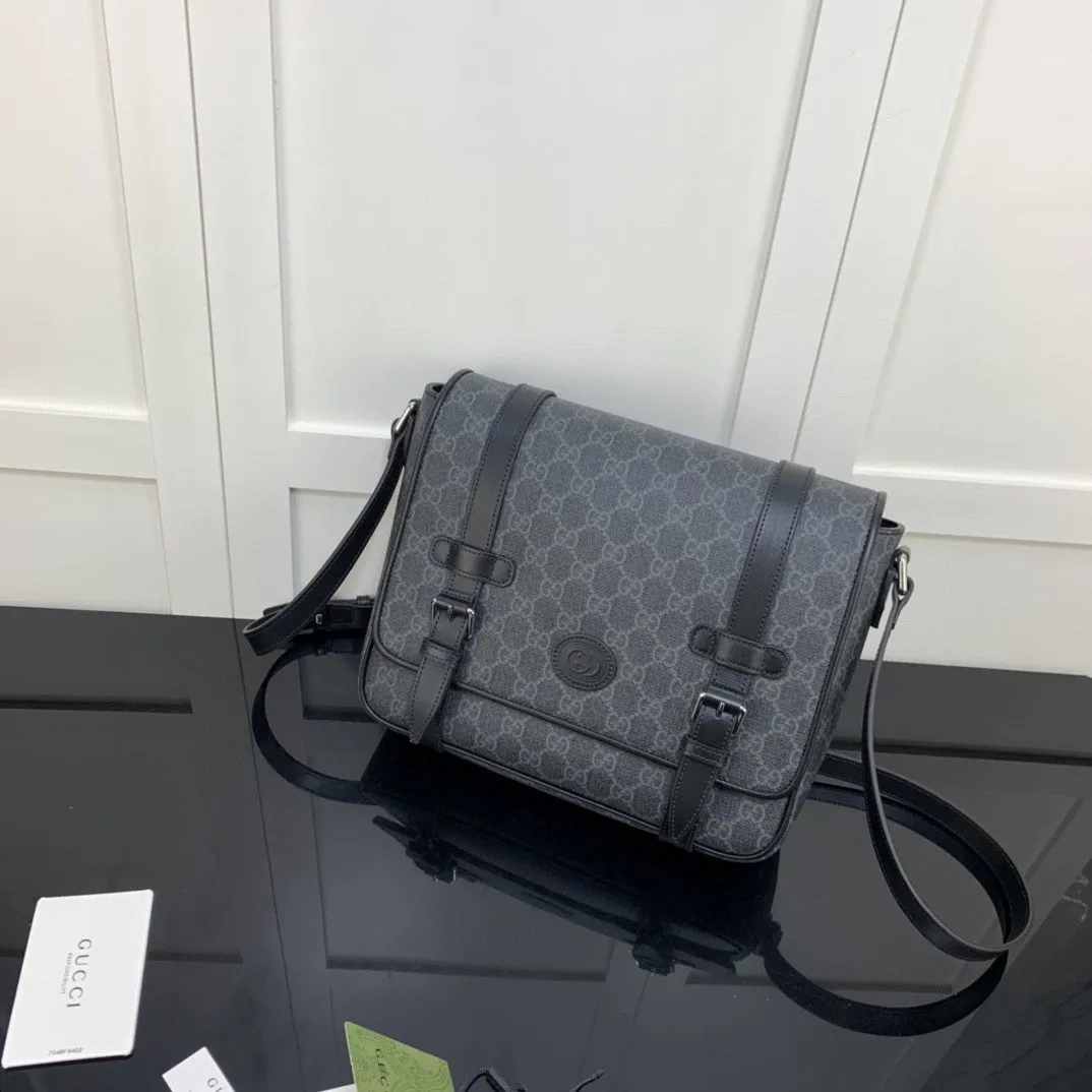 gg Messenger Bag Black For Men 11in/28cm gg ‎658542 KGDHN 1000