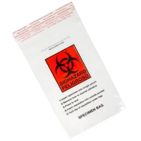 Globe Scientific Bag, Biohazard Specimen Transport, 6" x 10", Glue Seal with Document Pouch and Absorbent Pad, Cs/500